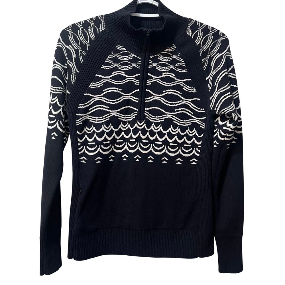 Title Nine Super Power Quarter Zip Sweater Merino Wool Blend Small